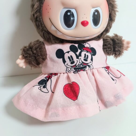 Custom Disney Mickey Minnie Glitter Heart Dress and Bow Made to fit Labubu - Picture 5 of 5